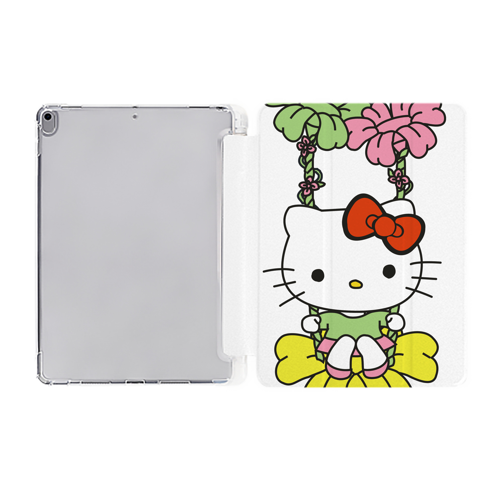 （画像用） Hello Kitty ハローキティ IPad ケース ペン収納付き 三つ折りスタンド PUレザー×シリコン 対応機種9.5/10.5/10.9インチ